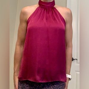 Kenneth Cole Pink Fuschia Satin Halter Top  A Magenta Small NWT Chic Casual